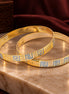 Gold & Silver Plated Geometric Pattern Designer Bangle Set with Textured Detailing – Pack of 2