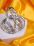 Crystal Studded AD Rhodium Plated Bangle (Pack of 4)