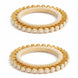 Gold Plated Pearl Floral Beaded Designer Pattern Bangles Set (Pack of 2)