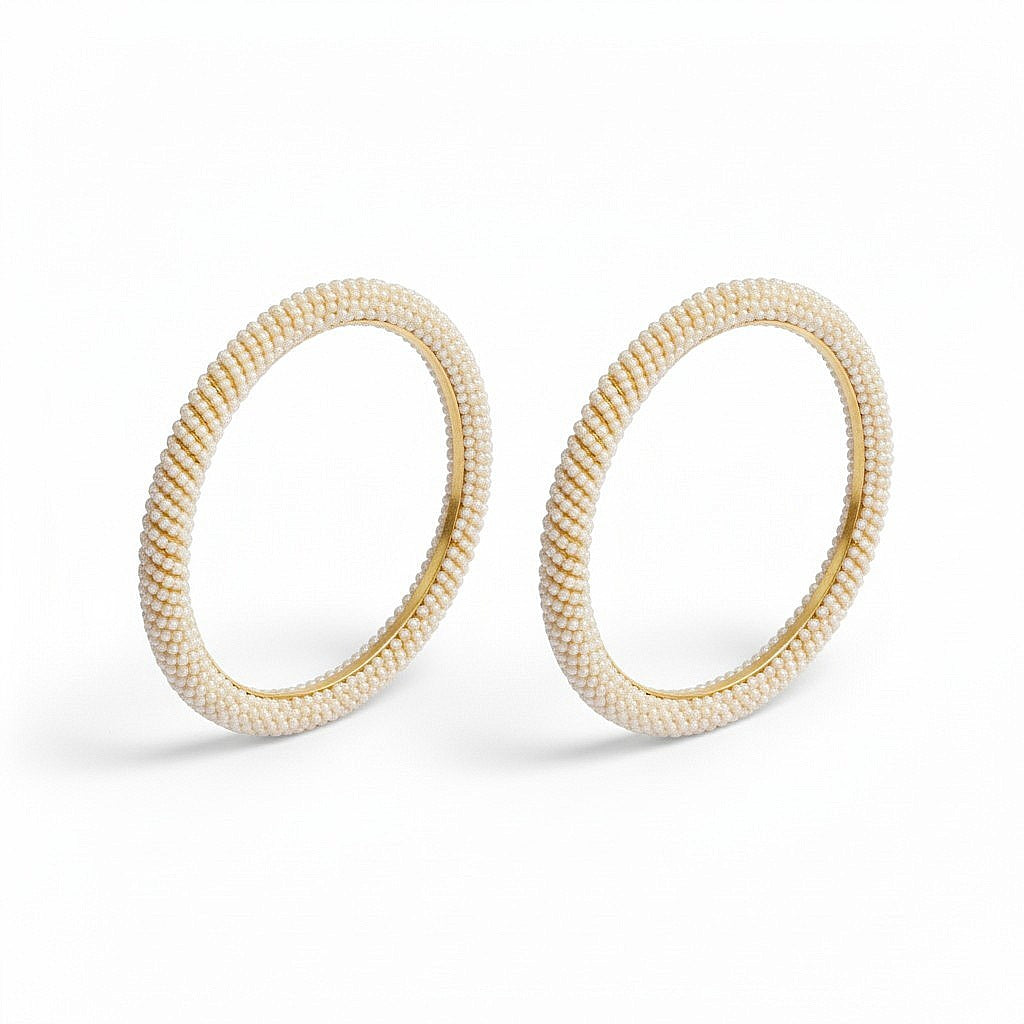 Embellished Beaded Gold Plated Bangles (Pack of 2)