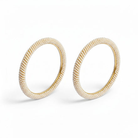 Embellished Beaded Gold Plated Bangles (Pack of 2)