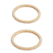 Embellished Beaded Gold Plated Bangles (Pack of 2)