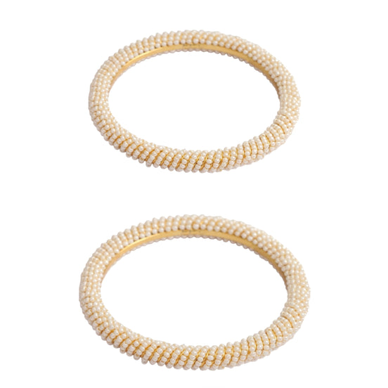 Embellished Beaded Gold Plated Bangles (Pack of 2)
