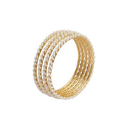 Gold Plated Handcrafted Pearl Vine Pattern Designer Bangles Set (Pack of 4)