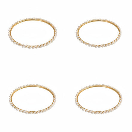 Gold Plated Handcrafted Pearl Vine Pattern Designer Bangles Set (Pack of 4)