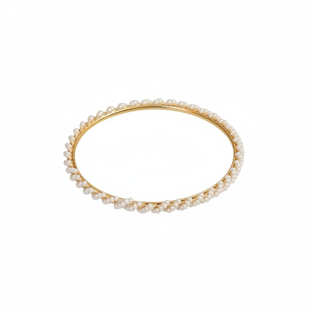 Gold Plated Handcrafted Pearl Vine Pattern Designer Bangles Set (Pack of 4)