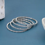 Rhodium Plated American Diamond (AD) Studded Bangle Set (Pack of 4)
