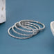 Rhodium Plated Baguette & Oval Stone Pattern Designer Bangles Set (Pack of 4)