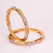 Gold & Silver Plated Wave Pattern Designer Bangles Set ( Pack Of 2)