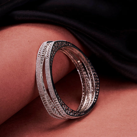 Traditional Triangular Rhodium Plated Bangles