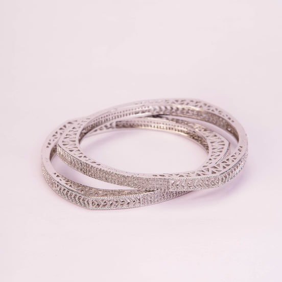 Traditional Triangular Rhodium Plated Bangles