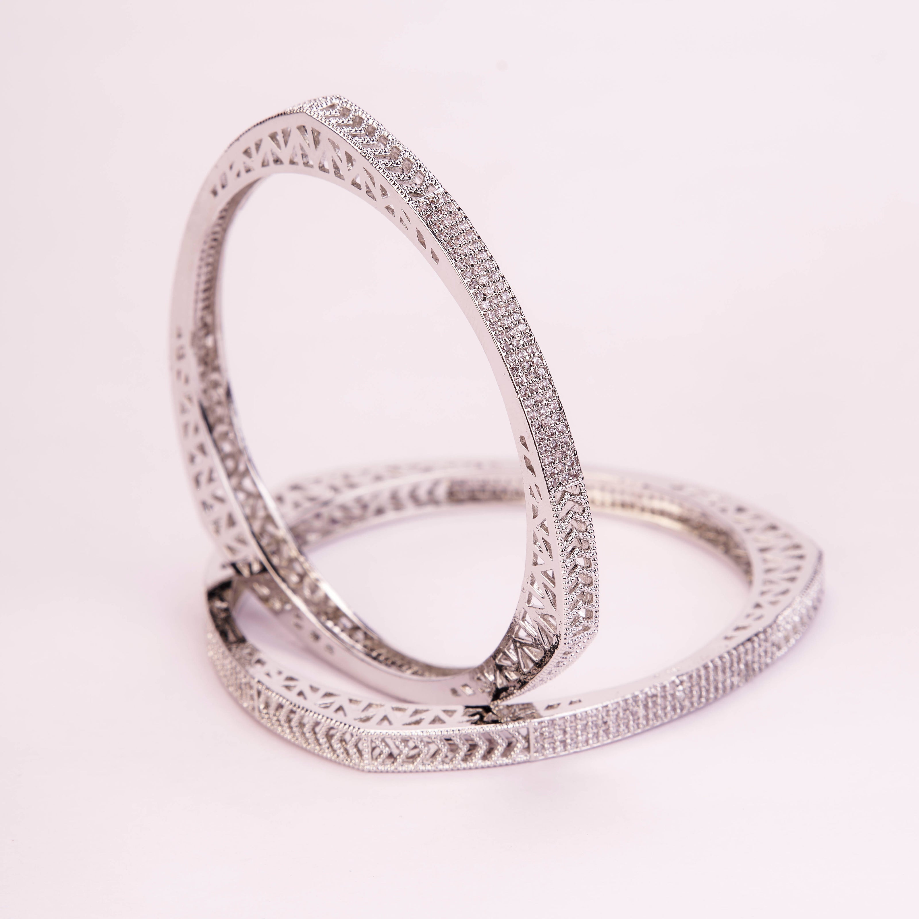 Traditional Triangular Rhodium Plated Bangles