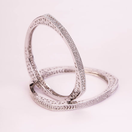 Traditional Triangular Rhodium Plated Bangles