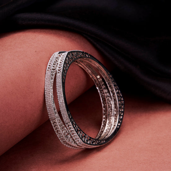 Traditional Triangular Rhodium Plated Bangles