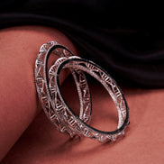 Helix Motif Traditional Rhodium Plated Bangles