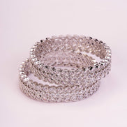 Circular Leaflet Rhodium Plated Bangles