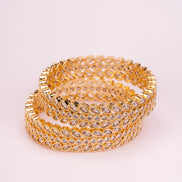 Circular Leaflet Gold Plated Bangles
