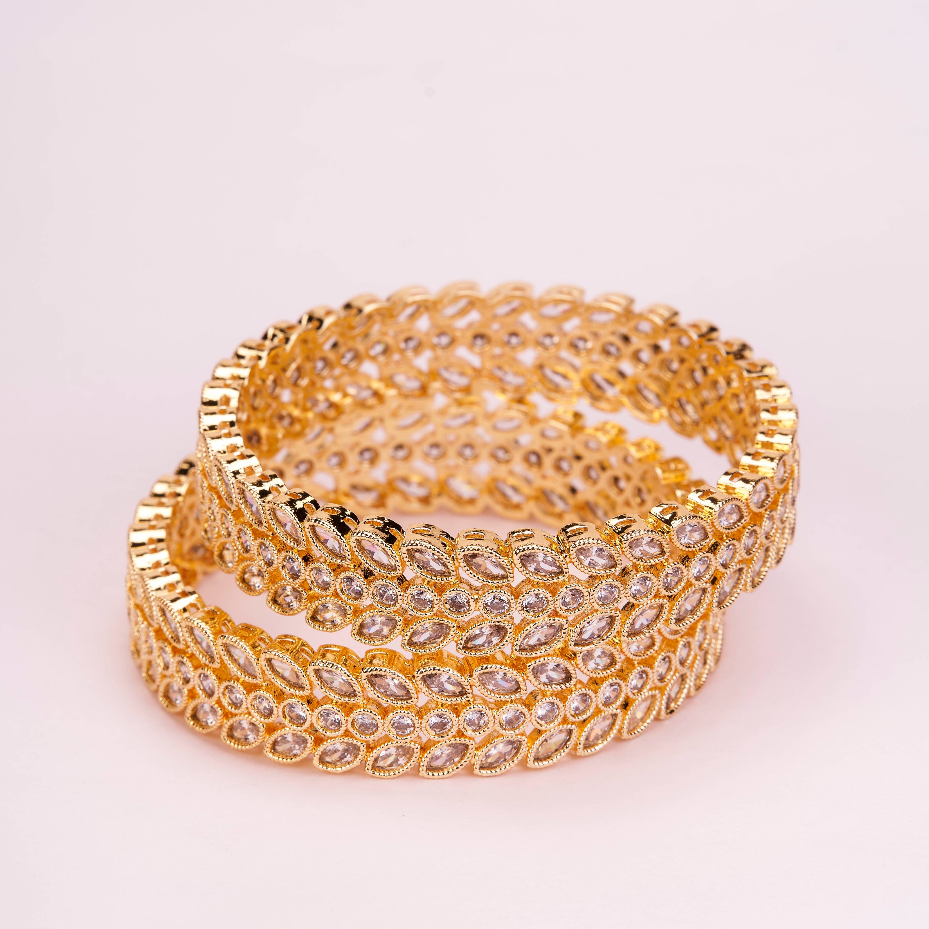 Circular Leaflet Gold Plated Bangles