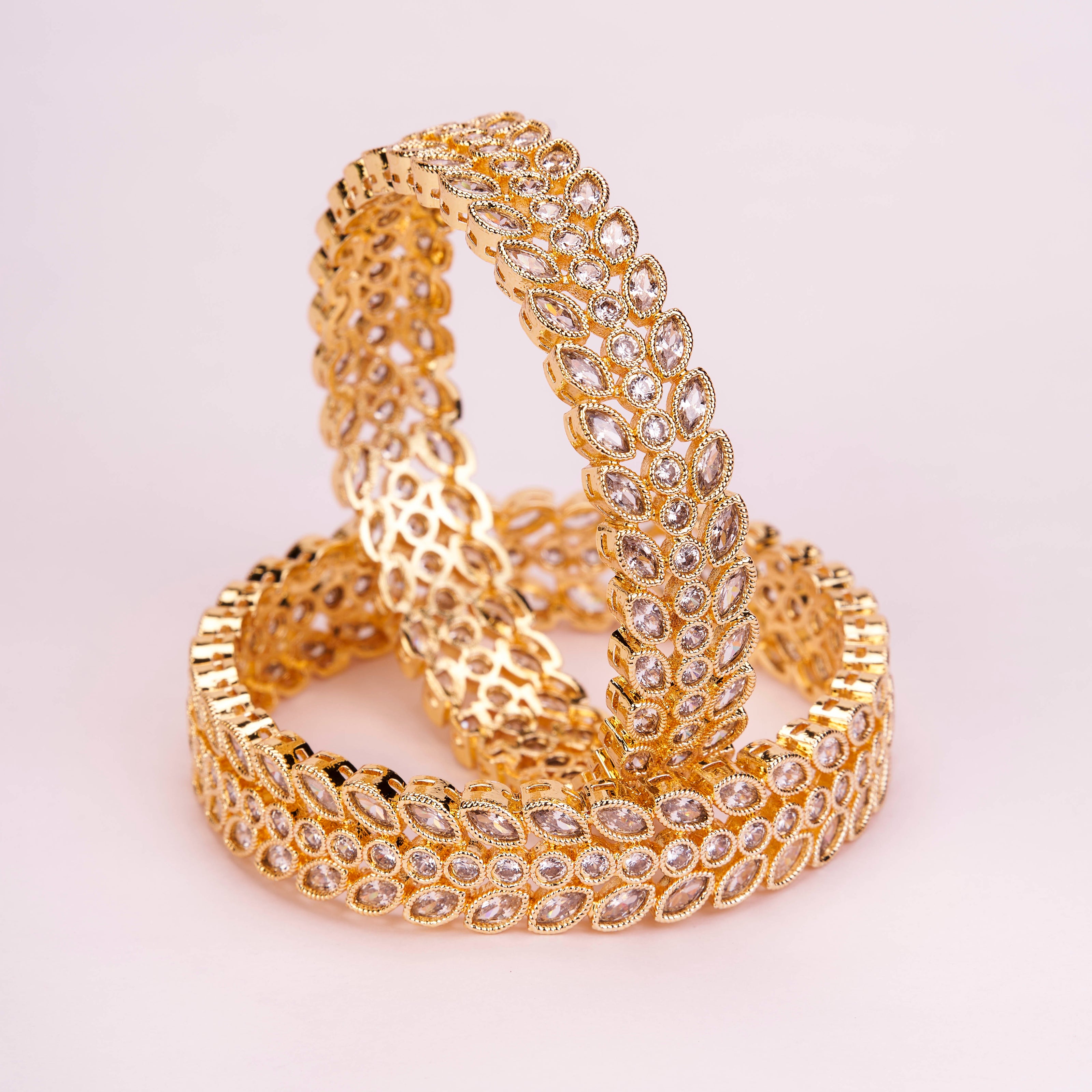Circular Leaflet Gold Plated Bangles