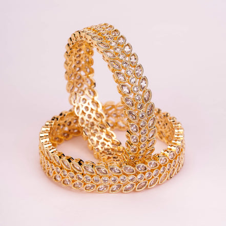 Circular Leaflet Gold Plated Bangles