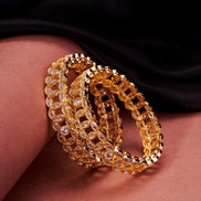 Engraved Oval Shaped Gold Plated Bangles