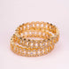 Gold Plated Designer Marquise Floral Pattern Broad Bangles Set ( Pack Of 2)