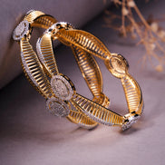 Gold & Silver Plated Oval CZ Bangles Set