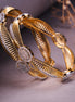 Gold & Silver Plated Oval CZ Bangles Set