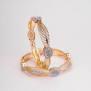 Gold & Silver Plated Oval CZ Bangles Set
