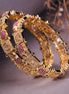 Gold Plated Peacock Kundan Bangles Set