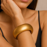 Minimalist Wide Resin Bangle Bracelet with Matte Gold Finish (Size-2.6)