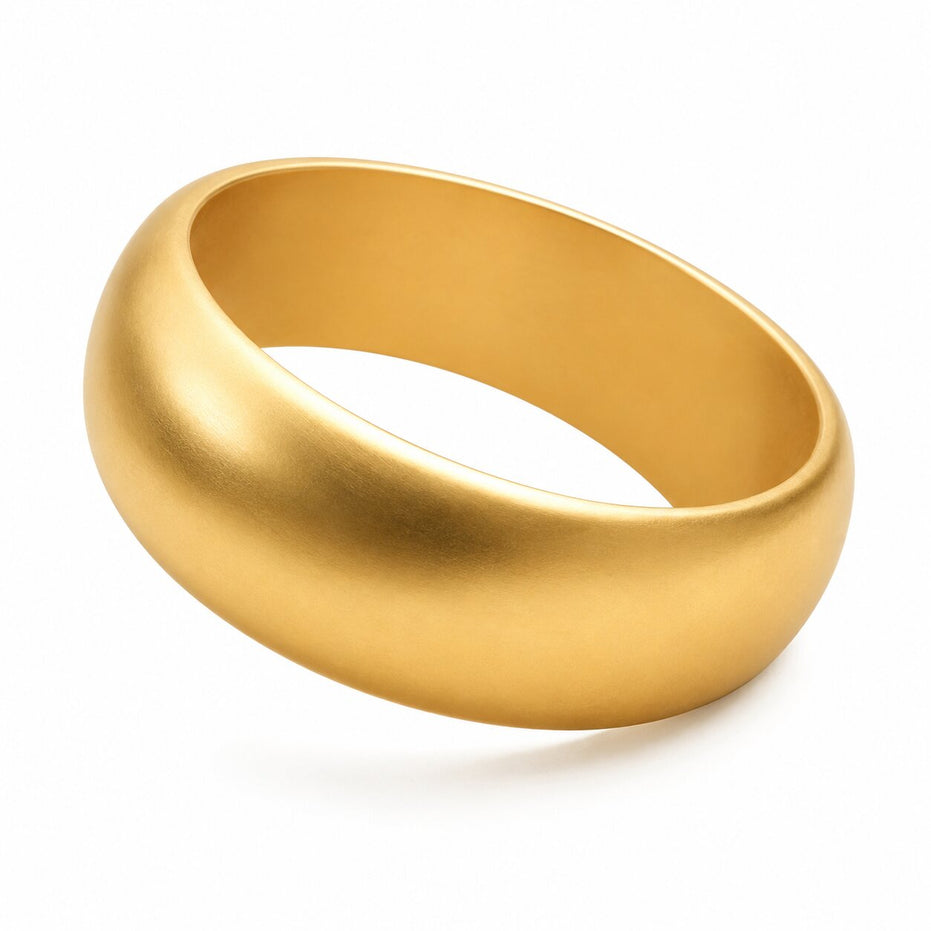 Minimalist Wide Resin Bangle Bracelet with Matte Gold Finish (Size-2.6)