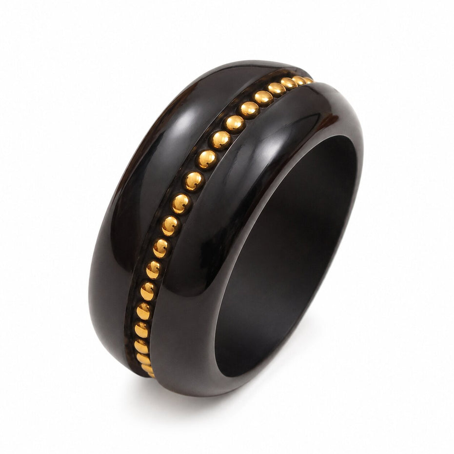 Beaded Pattern Wide Resin Bangle (Size-2.6)