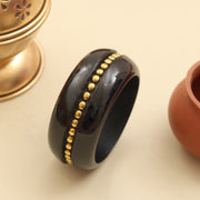 Beaded Pattern Wide Resin Bangle (Size-2.6)