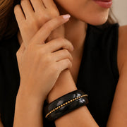 Beaded Pattern Wide Resin Bangle (Size-2.6)