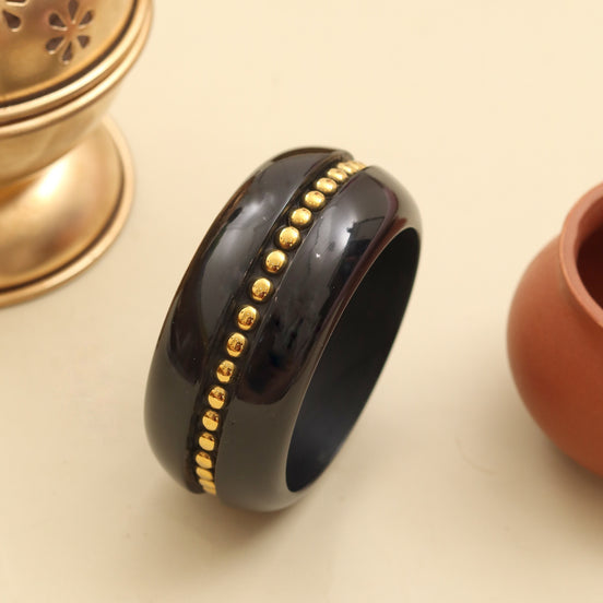 Beaded Pattern Wide Resin Bangle (Size-2.6)