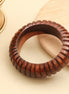 Carved Ribbed Pattern Wooden Bangle (Size-2.6)
