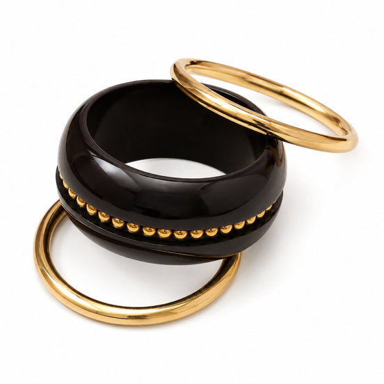 Traditional Gold Plated Beaded Pattern Designer Bangle Set-  Pack of 3 (Size-2.6)