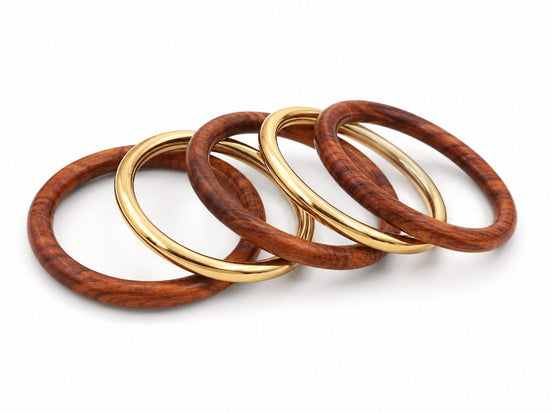 Handcrafted Designer Resin & Sheesham Wood Bangle Set - Pack of 5 (Size-2.6)