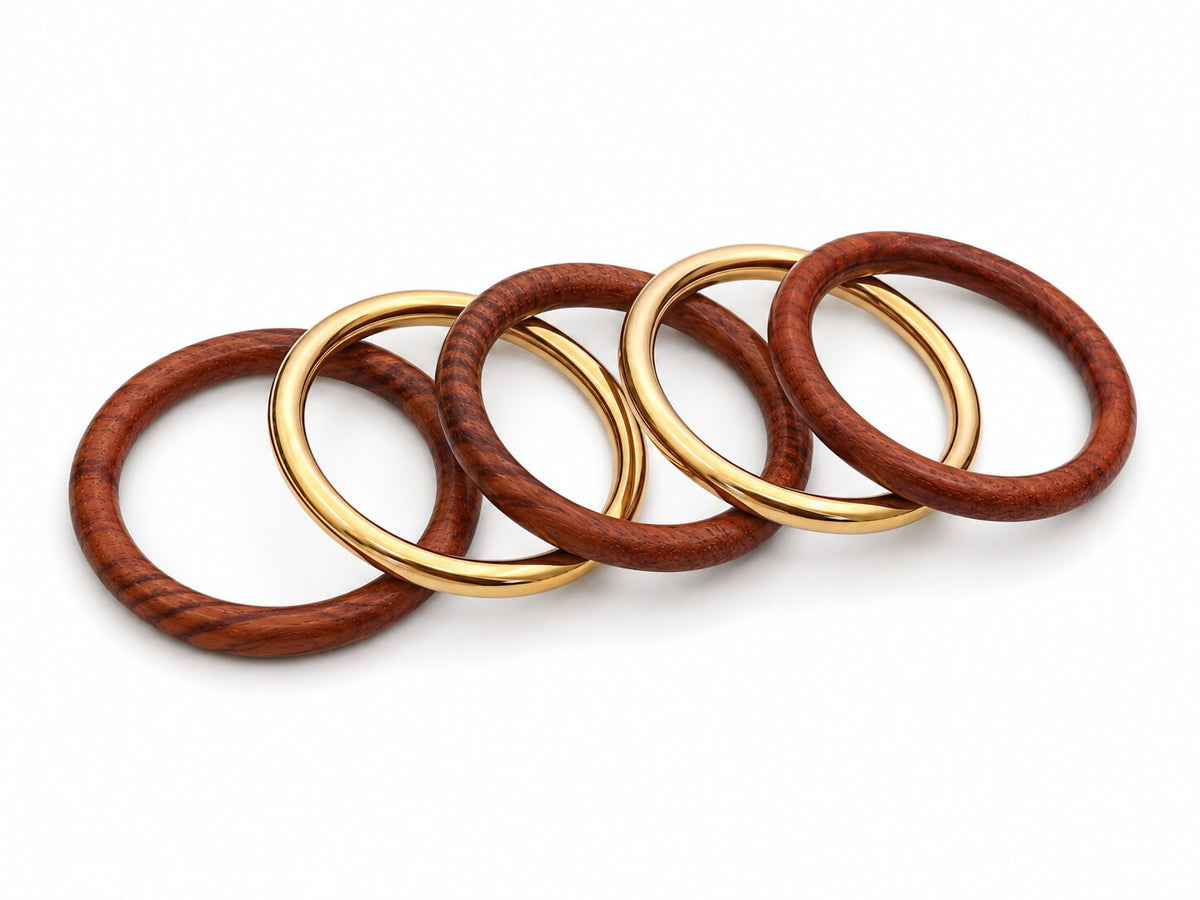 Handcrafted Designer Resin & Sheesham Wood Bangle Set - Pack of 5 (Size-2.6)