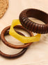 Handcrafted Resin & Sheesham Wood Bangle Set with Carved Pattern Stackable Bangles- Pack of 4 (Size-2.6)