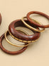 Designer Resin & Sheesham Wood Bangle Set with Beaded Pattern- Pack of 5 (Size-2.6)