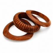Handcrafted Resin & Sheesham Wood Carved Pattern Bangle Set- Pack of 3 (Size-2.6)
