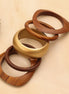 Resin & Sheesham Wood Bangle Set with Geometric Pattern- Pack of 5 (Size-2.6)