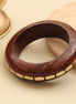 Sheesham Wood Beaded Border Broad Bangle (Size-2.6)