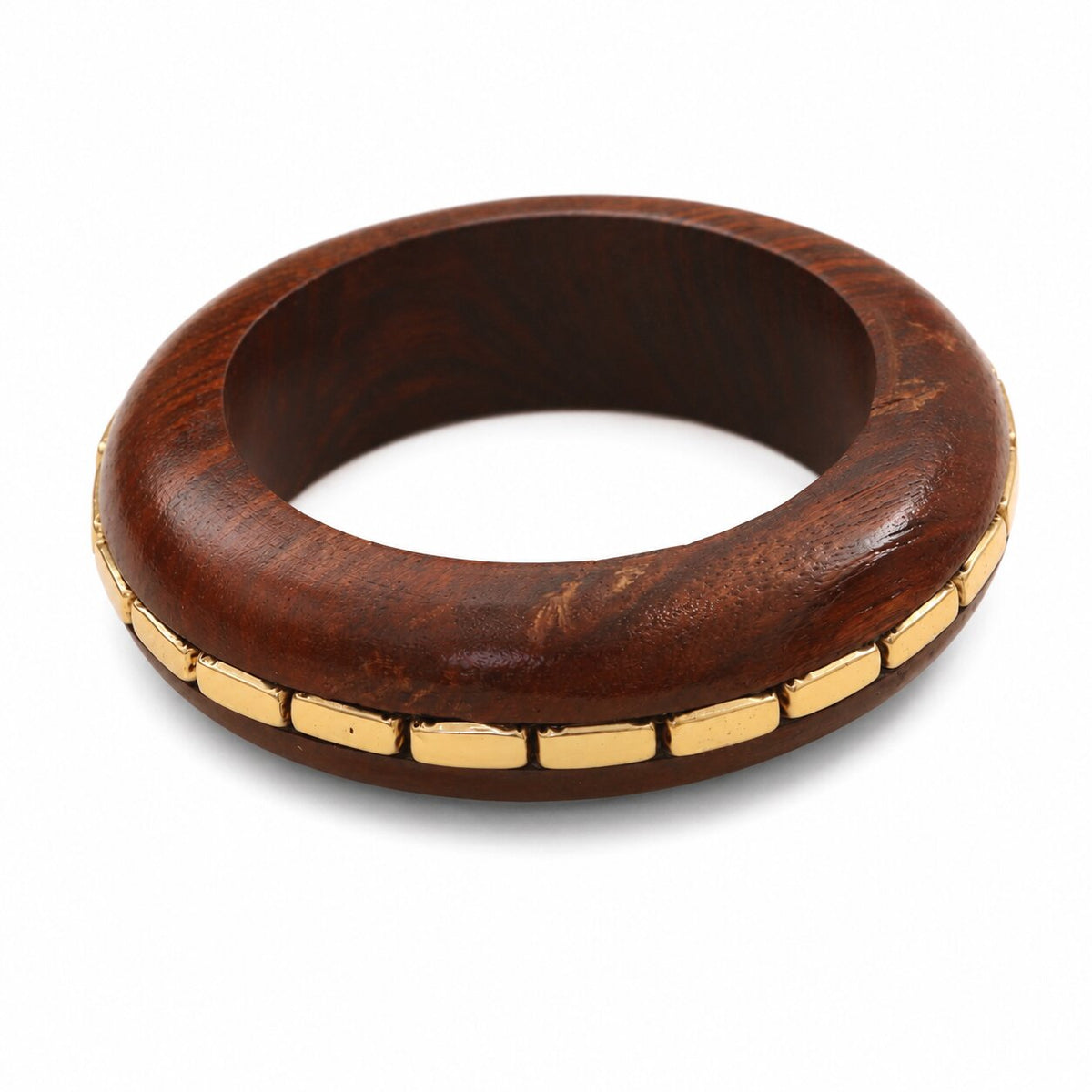 Sheesham Wood Beaded Border Broad Bangle (Size-2.6)