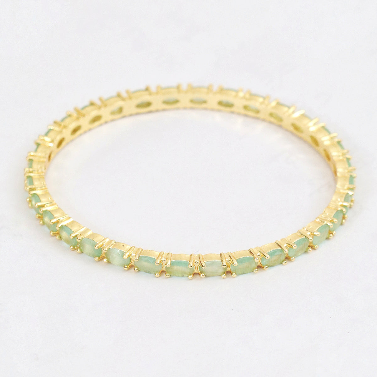 Gold Plated American Diamond Leaf Charm Pattern Designer Bangles Set - Pack of 6