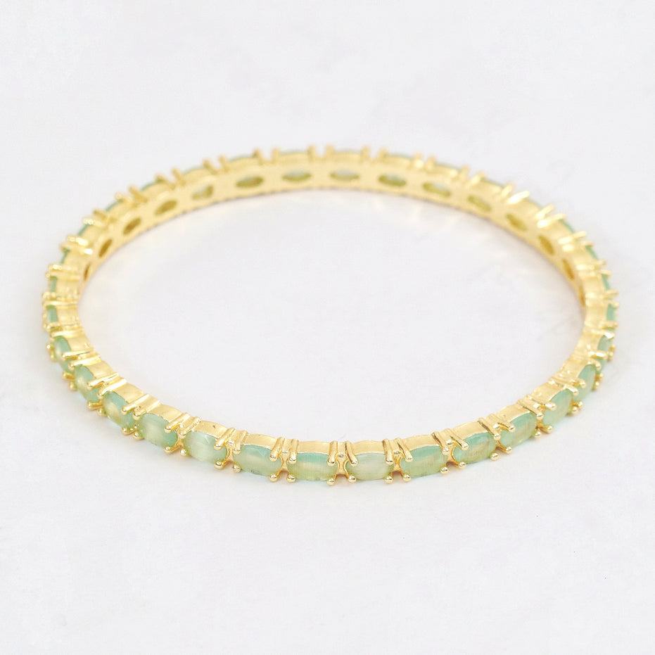 Gold Plated American Diamond Leaf Charm Pattern Designer Bangles Set - Pack of 6