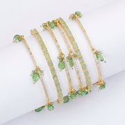 Gold Plated American Diamond Leaf Charm Pattern Designer Bangles Set - Pack of 6