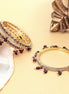 Gold Plated American Diamond Leaf Charm Pattern Designer Bangles Set - Pack of 6